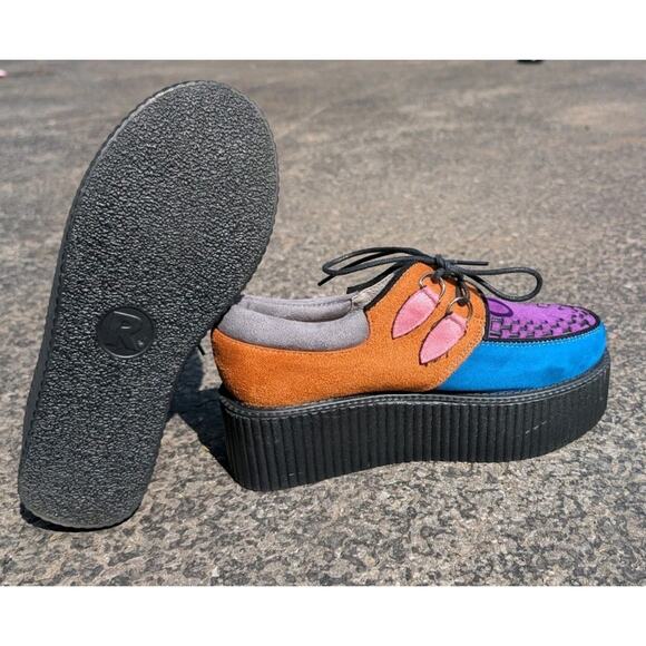 RoseG Punk Lace Up Platform Creepers Shoes Youth Sz 4Y wmns 5.5 Retro 90s Suede - Picture 4 of 6
